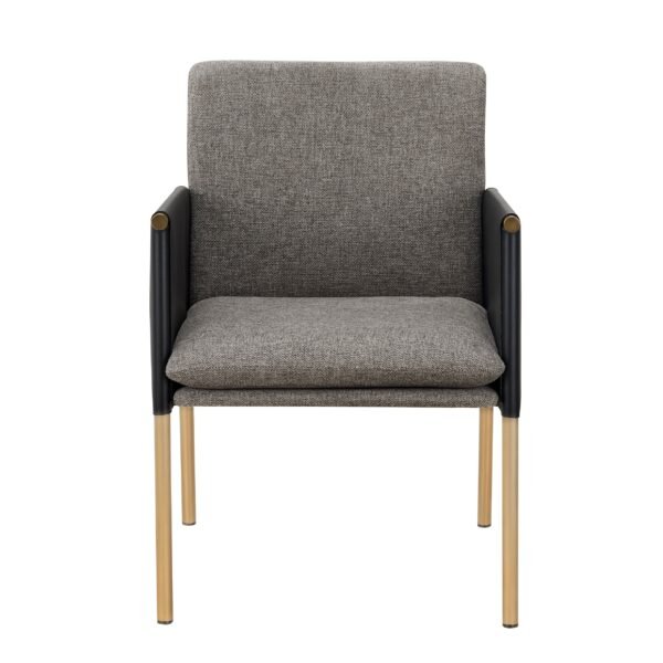 Mueble Modrest Engel - Silla de comedor moderna de
  cuero vegano gris oscuro + tela gris + silla de comedor de latón antiguo –
  Envíos a todo México | FurnitureMX