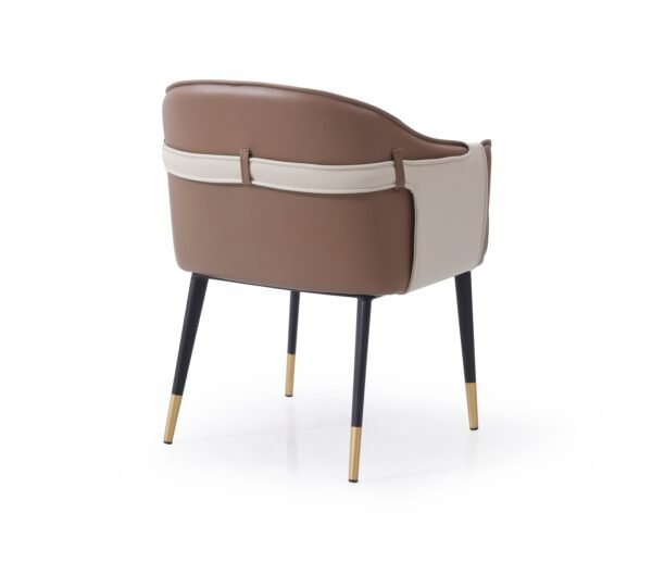 Mueble Modrest Calderon - Silla de comedor moderna
  de cuero vegano marrón y beige – Envíos a todo México | FurnitureMX