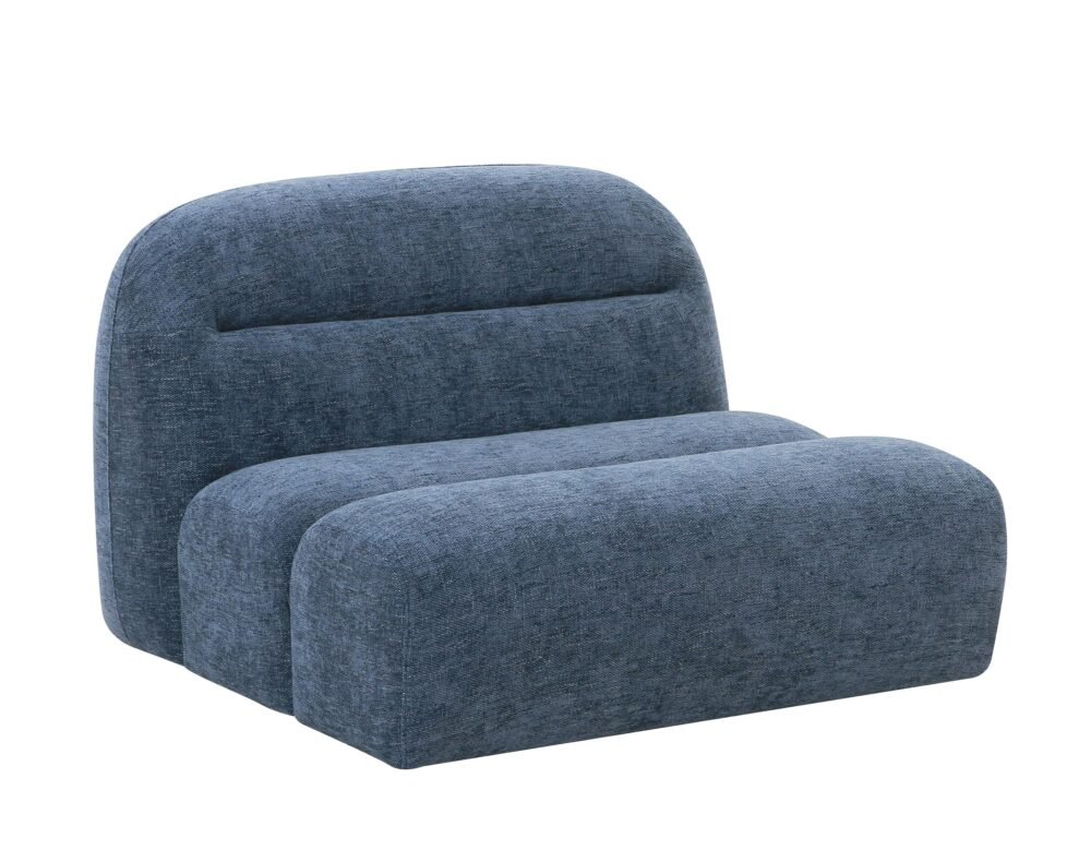 Divani Casa Forman – Asiento seccional modular sin brazos de tela azul moderno