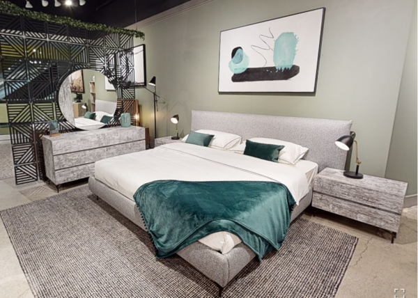 Mueble Nova Domus Aria - Mesita de noche italiana
  moderna multigris con textura – Envíos a todo México | FurnitureMX