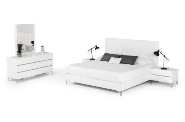 Mueble Nova Domus Angela - Juego de dormitorio
  italiano moderno de cuero ecológico blanco – Envíos a todo México |
  FurnitureMX
