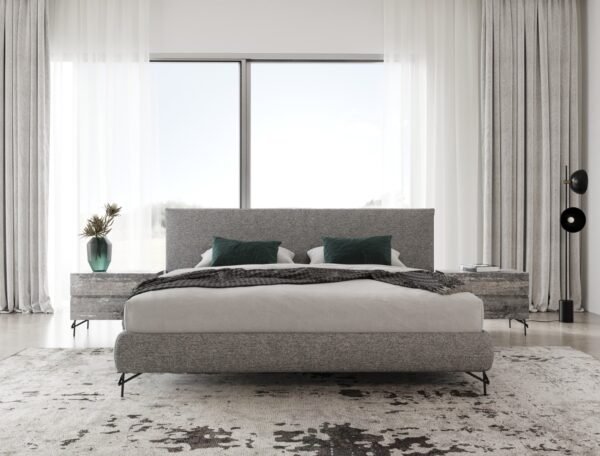 Mueble Nova Domus Aria - Cama italiana moderna de
  tela gris – Envíos a todo México | FurnitureMX