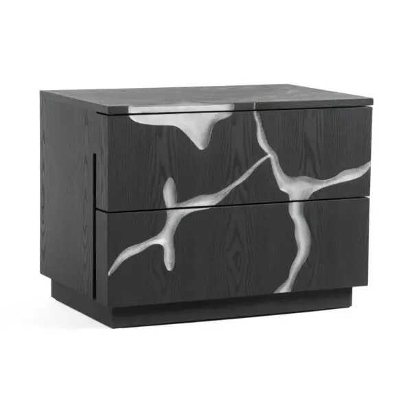 Mueble Modrest Aspen - Mesita de noche moderna en
  color marrón mate y plata – Envíos a todo México | FurnitureMX