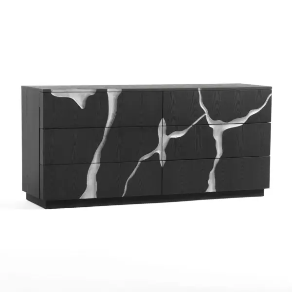 Cómoda Modrest Aspen - Cómoda moderna de fresno y
  plata en color marrón mate – Envíos a todo México | FurnitureMX