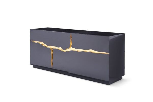 Mueble Modrest Aspen - Buffet moderno en negro y
  dorado de alto brillo – Envíos a todo México | FurnitureMX