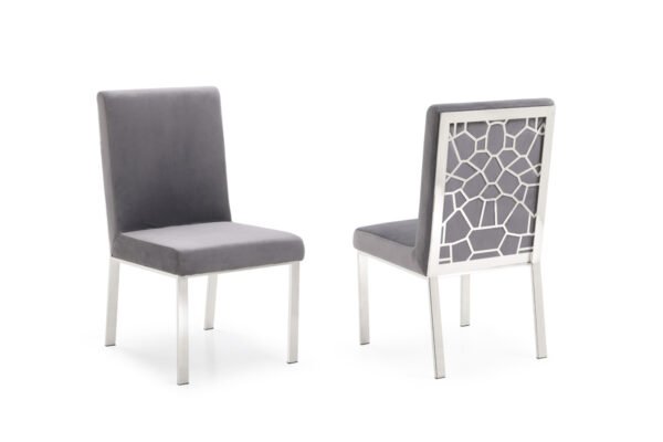 Mueble Sillas de comedor Modrest Reba modernas de
  terciopelo gris y acero inoxidable (juego de 2) – Envíos a todo México |
  FurnitureMX