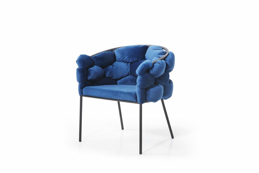 Silla de comedor Modrest Debra moderna de tela azul
