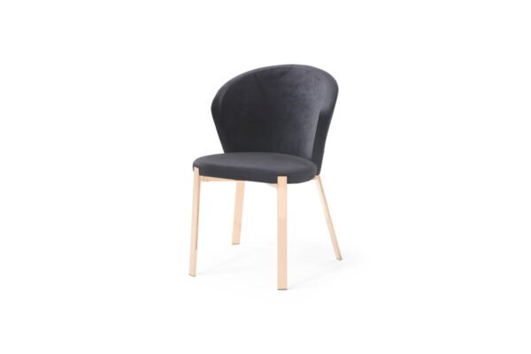 Mueble Silla de comedor Modrest Nadia moderna de
  terciopelo negro y oro rosa (juego de 2) – Envíos a todo México | FurnitureMX