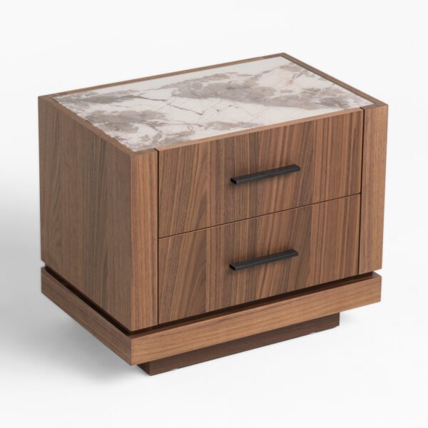 Mueble Nova Domus Bailey- Mesita de noche moderna
  de nogal – Envíos a todo México | FurnitureMX