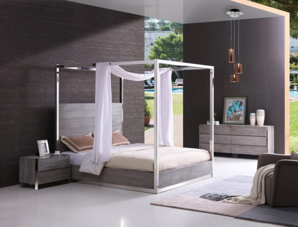 Mueble Mesita de noche Modrest Arlene moderna de
  olmo gris – Envíos a todo México | FurnitureMX