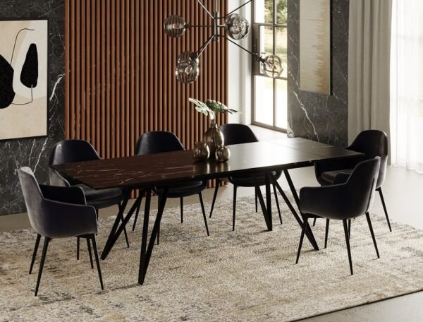 Mesa de comedor Modrest Bobby - Mesa de comedor
  extensible moderna de cerámica negra – Envíos a todo México | FurnitureMX