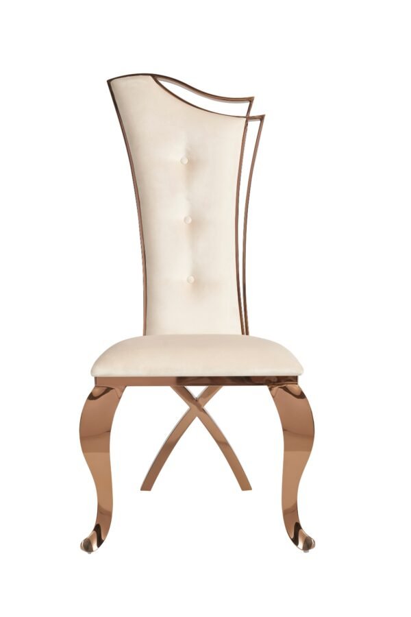 Mueble Modrest Bonnie - Silla de comedor de
  terciopelo beige y oro rosa (juego de 2) – Envíos a todo México | FurnitureMX