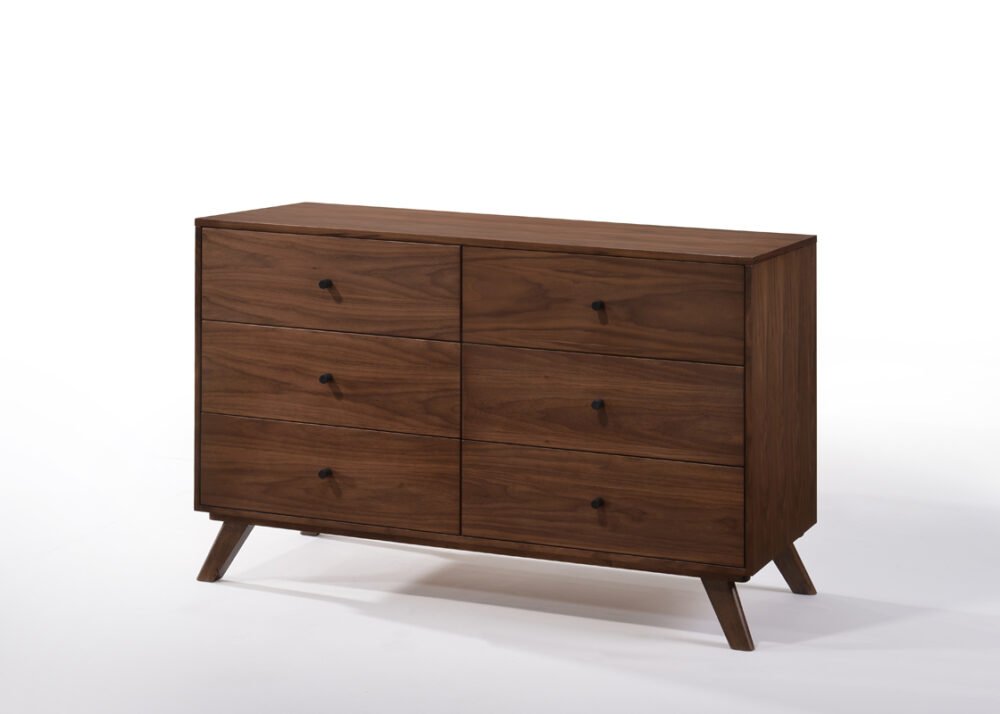 Juego de dormitorio Modrest Addison Mid-Century moderno en gris y nogal