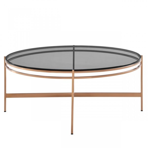 Mueble Modrest Bradford - Mesa de centro moderna de
  cristal ahumado y oro rosa – Envíos a todo México | FurnitureMX