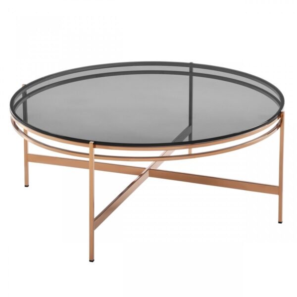 Mueble Modrest Bradford - Mesa de centro moderna de
  cristal ahumado y oro rosa – Envíos a todo México | FurnitureMX