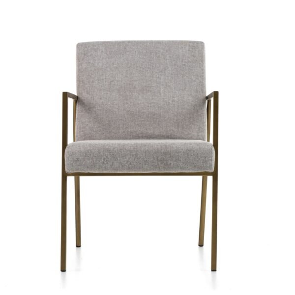 Mueble Modrest Burnham - Silla de comedor moderna
  con brazo de latón y gris claro – Envíos a todo México | FurnitureMX