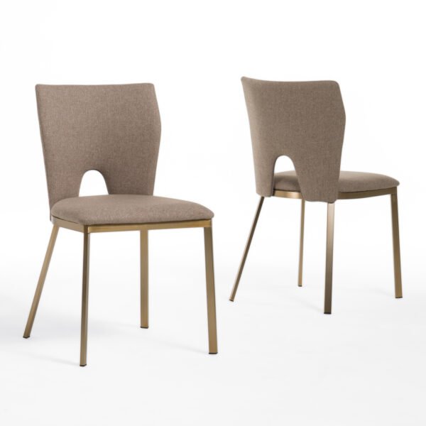Mueble Modrest Burton - Juego de 2 sillas de
  comedor modernas en color beige y latón – Envíos a todo México | FurnitureMX