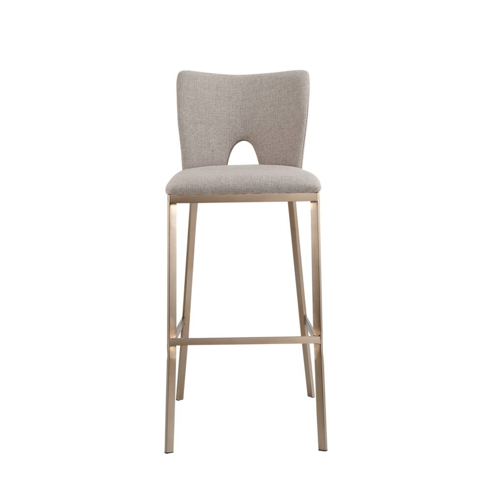 Modrest Burton – Taburete de bar de tela Glam Greige + latón (juego de 2)