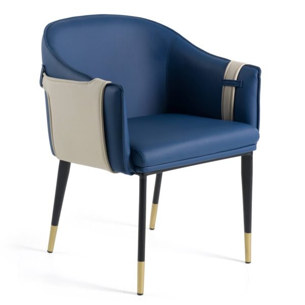 Mueble Modrest Calderon - Silla de comedor de cuero
  vegano azul y beige – Envíos a todo México | FurnitureMX