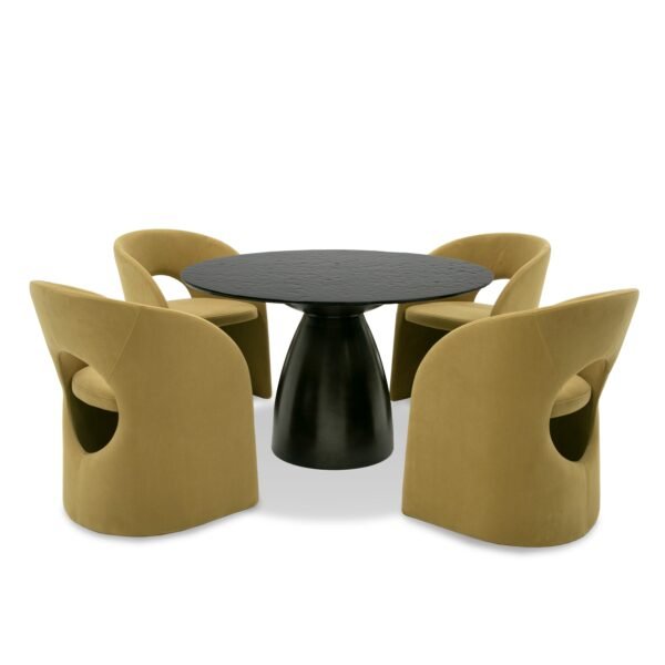 Mesa de comedor Modrest Calexico - Mesa de comedor
  redonda contemporánea de cristal ondulado negro – Envíos a todo México |
  FurnitureMX