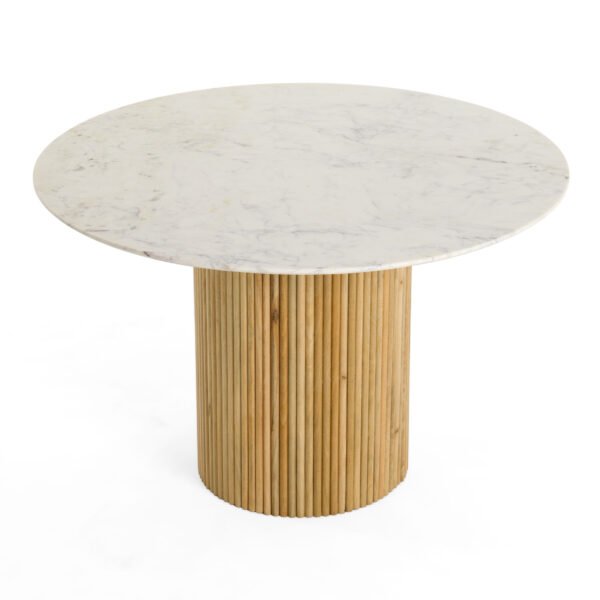 Mesa de comedor Modrest - Mesa de comedor redonda
  Cambridge de mango y mármol blanco – Envíos a todo México | FurnitureMX