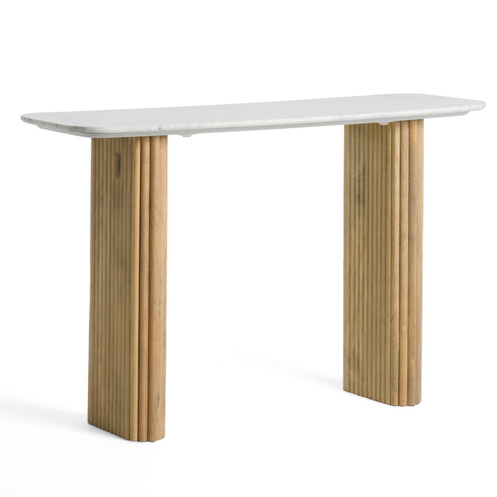 Modrest – Mesa consola Cambridge de mango y mármol blanco