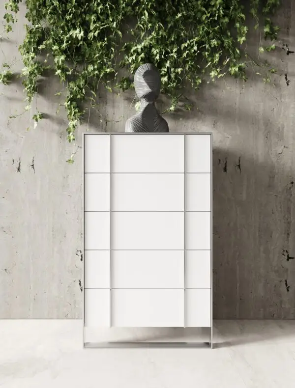 Mueble Modrest Cartier - Blanco moderno + Cofre de
  acero inoxidable – Envíos a todo México | FurnitureMX