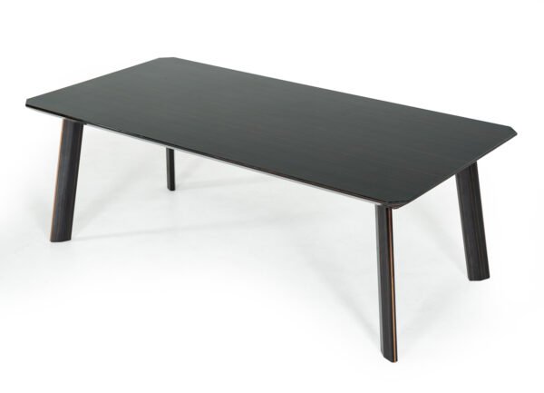 Mesa de comedor Mesa de comedor Modrest Chadwick
  moderna de ébano y oro rosa – Envíos a todo México | FurnitureMX