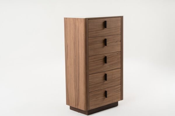 Cómoda Modrest Chelton- Cómoda contemporánea de
  nogal y cerámica blanca – Envíos a todo México | FurnitureMX