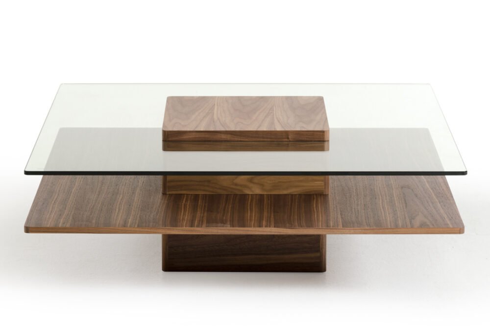 Mesa de centro Modrest Clarion Mid-Century de nogal y vidrio