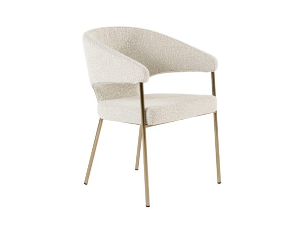 Mueble Modrest Claudine - Silla de comedor moderna
  de tela gris claro y latón antiguo – Envíos a todo México | FurnitureMX