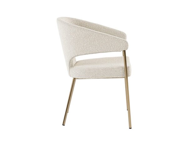 Mueble Modrest Claudine - Silla de comedor moderna
  de tela gris claro y latón antiguo – Envíos a todo México | FurnitureMX