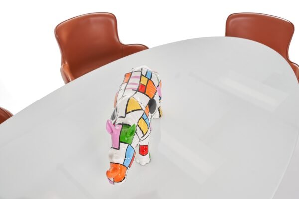 Mesa de comedor Modrest Corbett - Mesa de comedor
  moderna en blanco brillante con vidrio esmerilado – Envíos a todo México |
  FurnitureMX