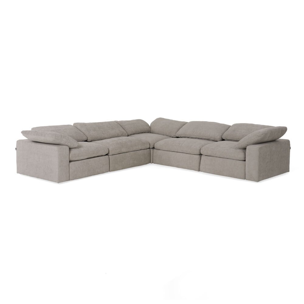 Divani Casa Corinth – Sofá seccional moderno de tela gris con 3 sillones reclinables eléctricos