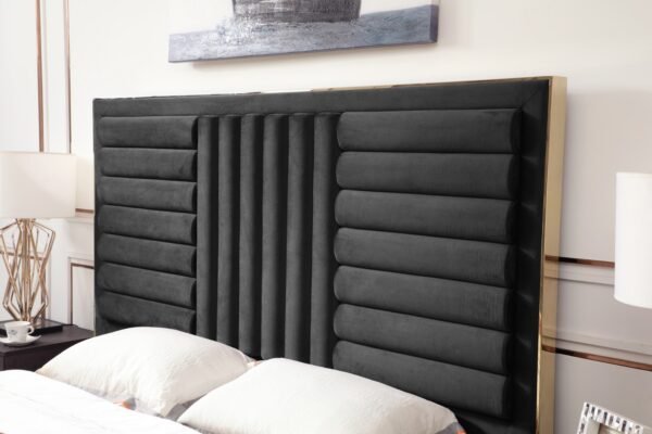 Mueble Modrest Daystar - Cama moderna de terciopelo
  marrón oscuro y dorado – Envíos a todo México | FurnitureMX
