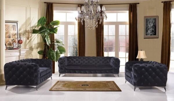 Sala Divani Casa Delilah - Sofá de dos plazas
  moderno de tela negra – Envíos a todo México | FurnitureMX