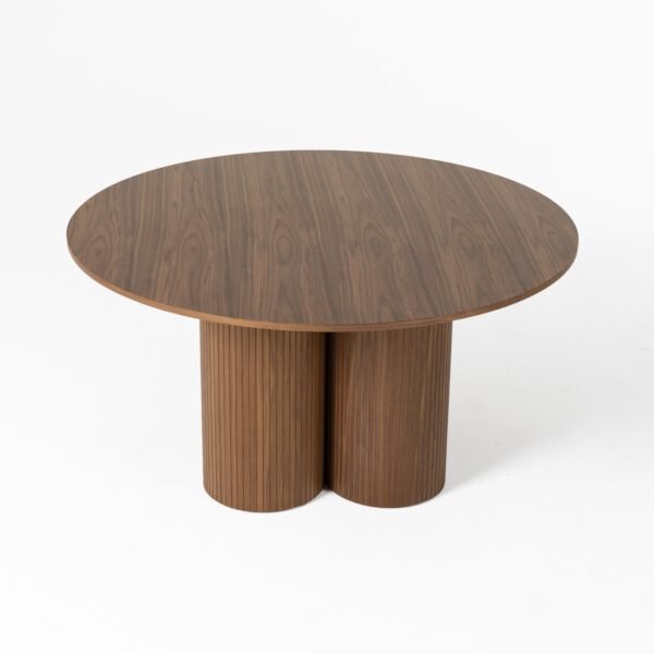 Mesa de comedor Modrest Depew - Mesa de comedor
  redonda moderna de mediados de siglo en nogal – Envíos a todo México |
  FurnitureMX