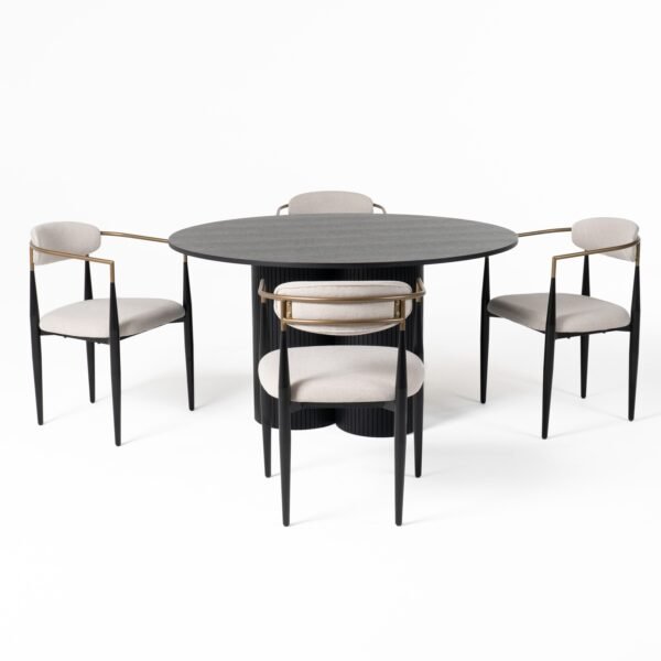 Mesa de comedor Modrest Depew - Mesa de comedor
  redonda moderna de mediados de siglo de roble negro – Envíos a todo México |
  FurnitureMX