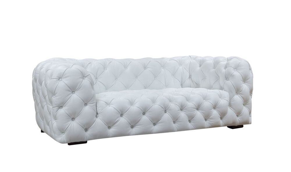 Divani Casa Dexter – Sofá transicional de cuero italiano completo blanco