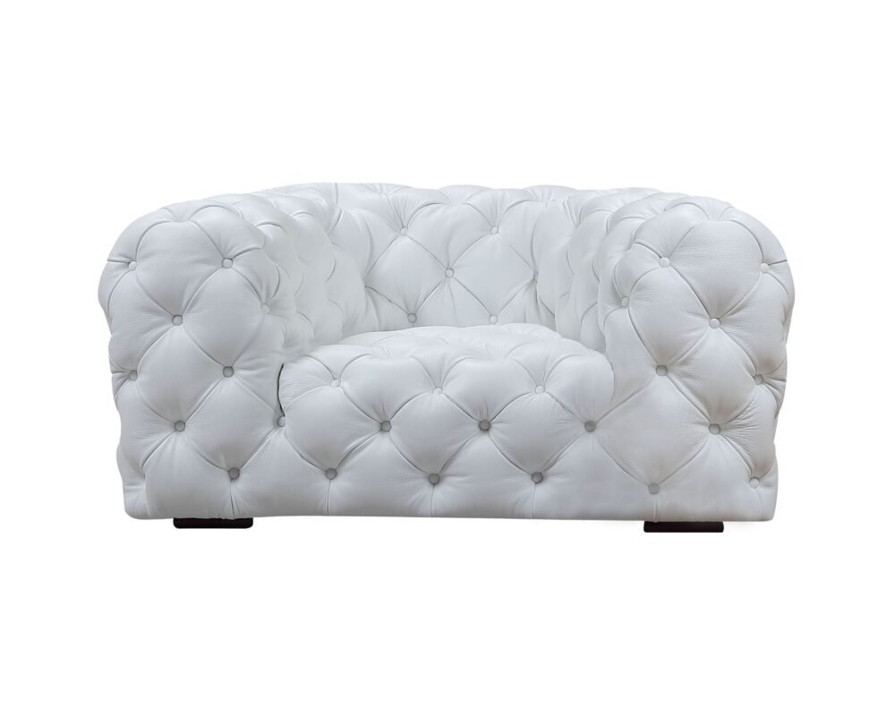 Divani Casa Dexter – Sillón de transición de cuero italiano completo blanco