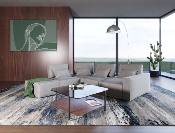 Sala Divani Casa Chapel - Sofá seccional moderno de
  tela gris claro + otomana – Envíos a todo México | FurnitureMX