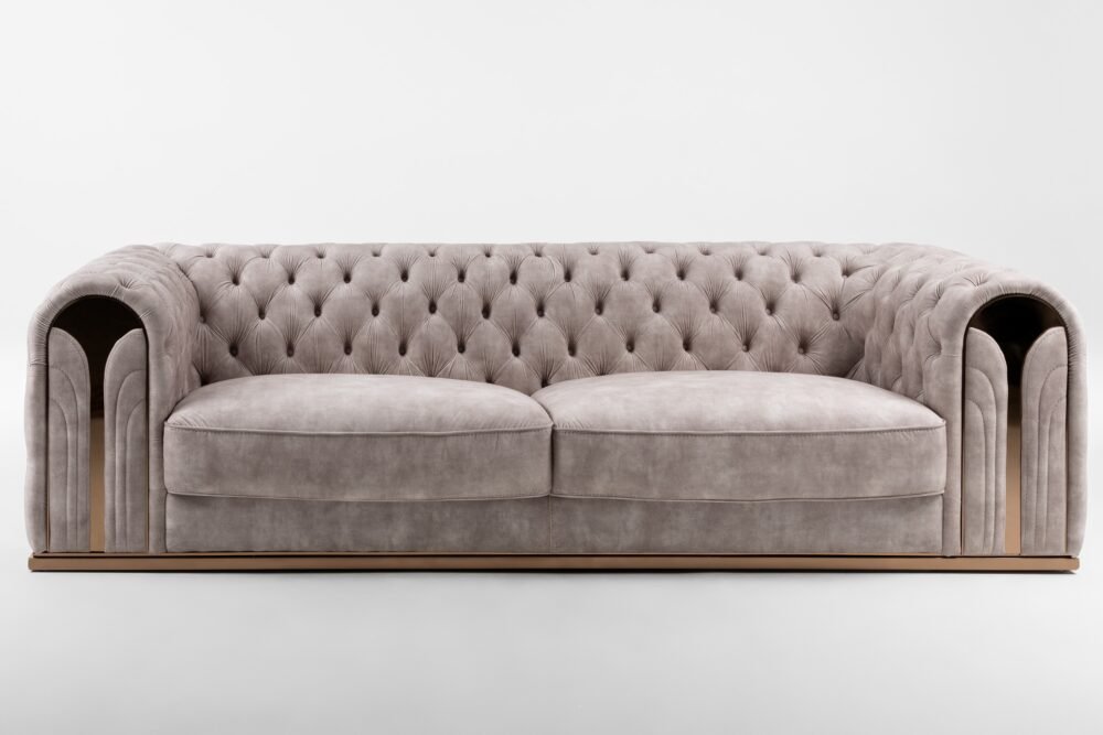 Divani Casa Dosie – Sofá transicional de terciopelo beige