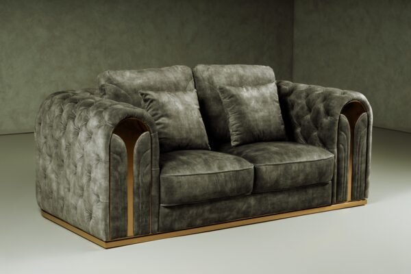 Mueble Divani Casa Dosie - Loveseat transicional de
  terciopelo gris – Envíos a todo México | FurnitureMX