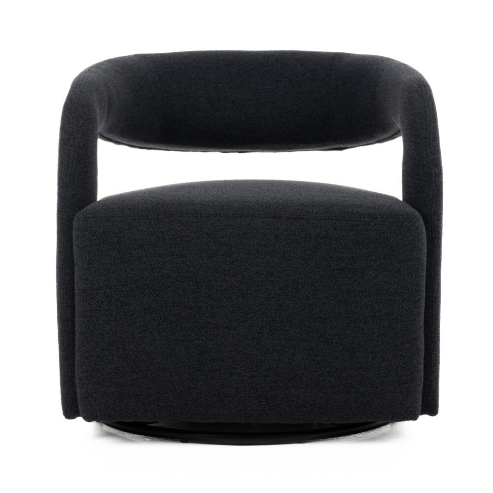 Modrest Dowsett – Silla decorativa giratoria moderna de tela negra