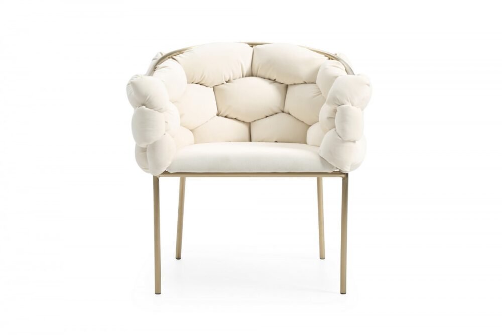 Silla de comedor Modrest Debra moderna de tela blanquecina