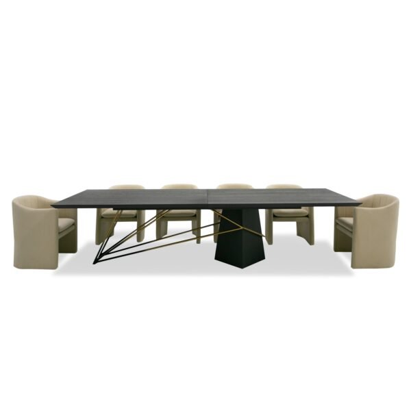 Mesa de comedor Modrest Elkhorn - Mesa de comedor
  Glam Black Ash + acero inoxidable de 126" – Envíos a todo México |
  FurnitureMX