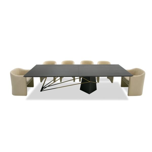 Mesa de comedor Modrest Elkhorn - Mesa de comedor
  Glam Black Ash + acero inoxidable de 126" – Envíos a todo México |
  FurnitureMX