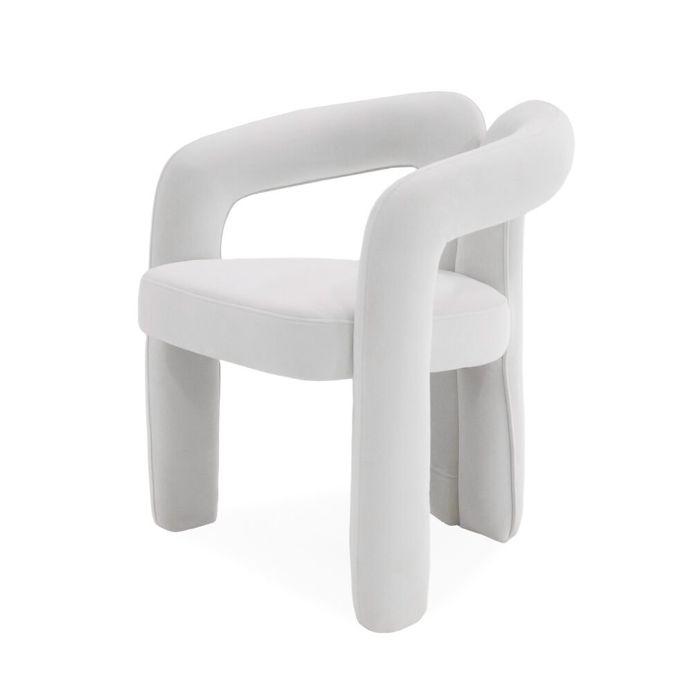 Modrest Ellen – Silla de comedor de terciopelo blanco Glam