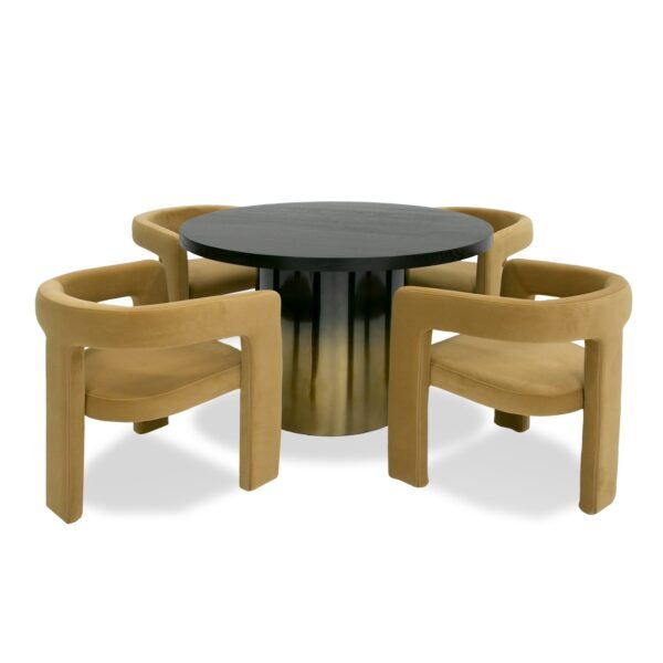Mesa de comedor Modrest Elmira - Mesa de comedor
  redonda Glam Black Ash + acero inoxidable degradado – Envíos a todo México |
  FurnitureMX