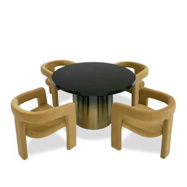 Mesa de comedor Modrest Elmira - Mesa de comedor
  redonda Glam Black Ash + acero inoxidable degradado – Envíos a todo México |
  FurnitureMX